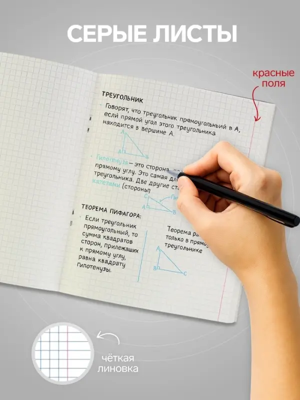 Тетрадь 96 листов, в клетку, Calligrata &laquo;Природа&raquo;, серые листы, МИКС