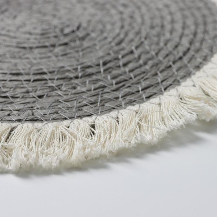 Салфетка сервировочная на стол Доляна «Бахрома», d=25 см, цвет серый