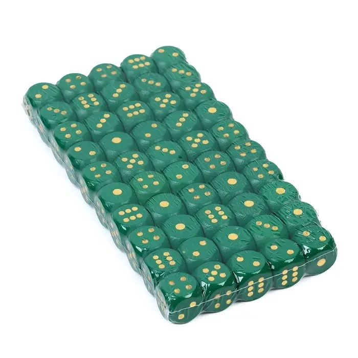 Кубики игральные Время игры, 1.6&times;1.6 см, набор 50 шт., зелёные