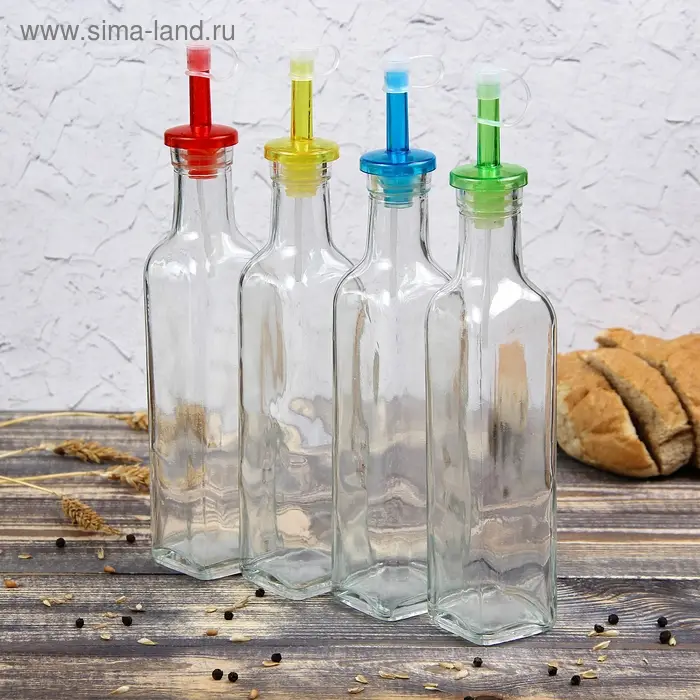 Бутыль стеклянная для соусов и масла «Классик», 270 мл, 5×25 см, цвет крышки МИКС Бутыль стеклянная для соусов и масла «Классик», 270 мл, 5×25 см, цвет крышки МИКС