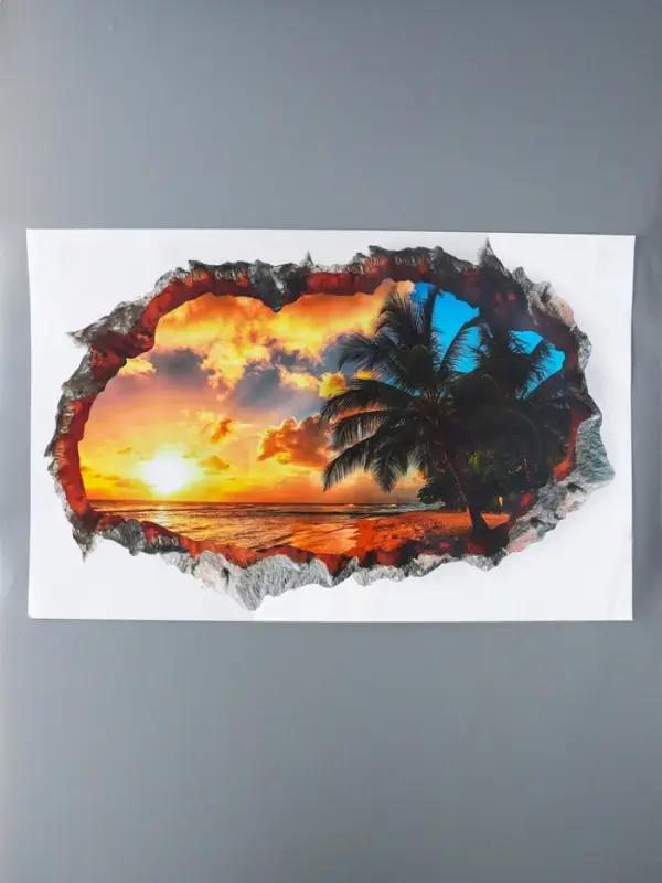 Интерьерная наклейка 3D на стену TAKE IT EASY &laquo;Закат на пляже&raquo;, 90&times;60 см, декоративная, влагостойкая, ПВХ