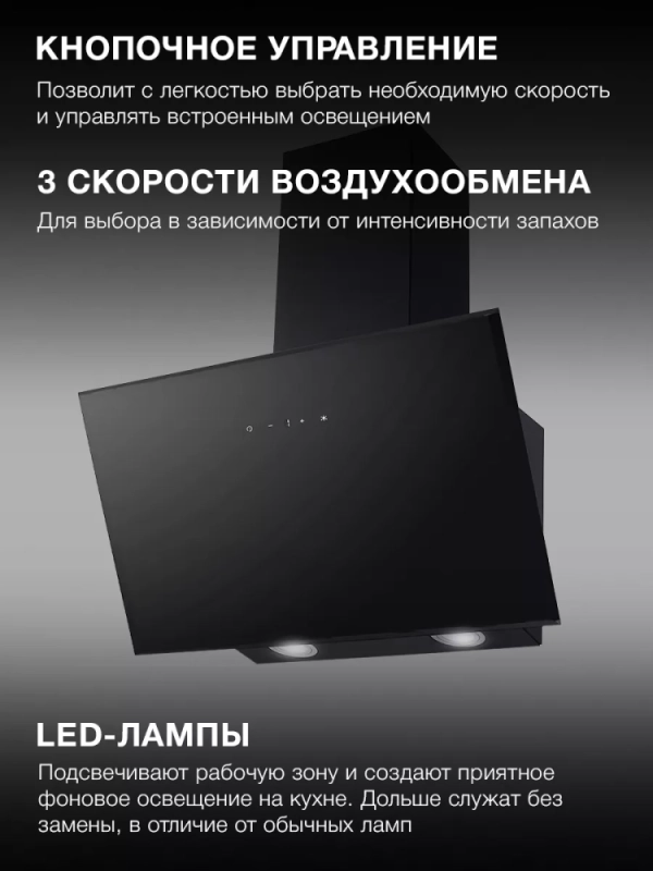 Вытяжка каминная HGH 6840 BG черный