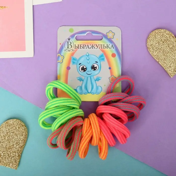Резинка для волос "Радуга" (набор 20 шт) полосы мини