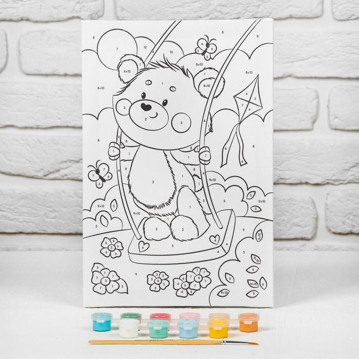 Картина по номерам для детей на подрамнике «Медвежонок на качели», 20 х 30 см Картина по номерам для детей на подрамнике «Медвежонок на качели», 20 х 30 см