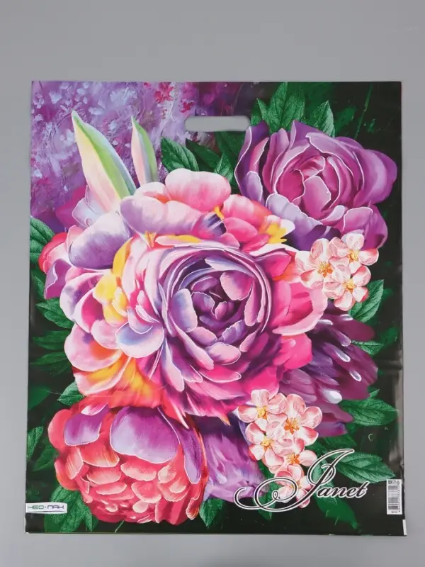 Пакет "Жанет, полиэтиленовый с вырубной ручкой 50х60 см, 100 мкм