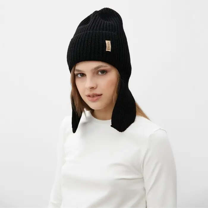 Шапка-ушанка MINAKU, р-р 56-58, цвет черный Шапка-ушанка MINAKU, р-р 56-58, цвет черный