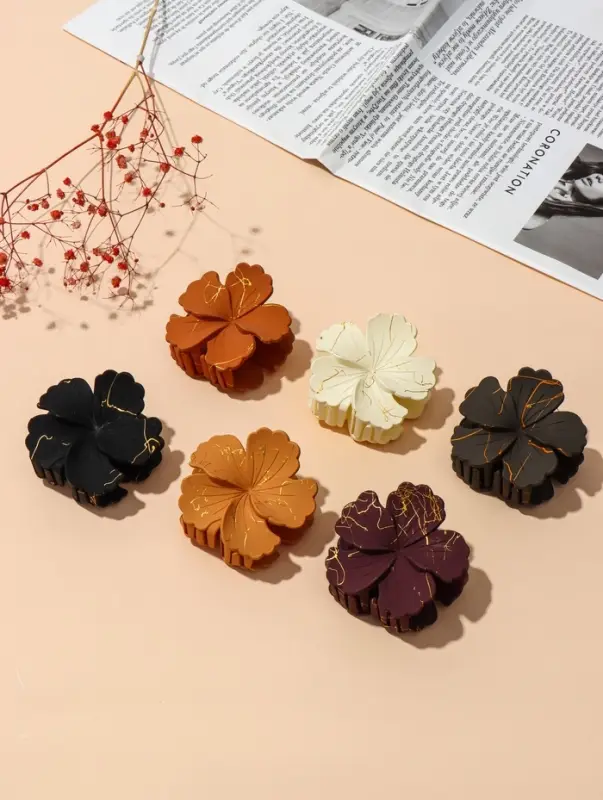 Краб для волос "Артемида" цветок, 7,5х7,5 см, матовый, микс