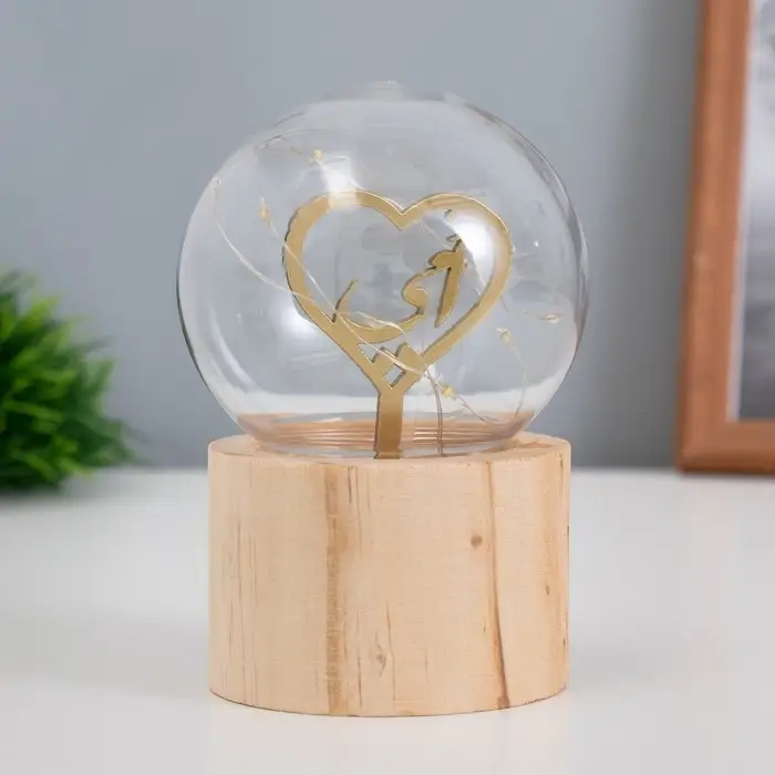 Фигурка светящаяся RISALUX &laquo;Сердце&raquo;, LED-ночник, 3&times;AG10, шар-8 см, 6.5&times;6.5&times;11.5 см