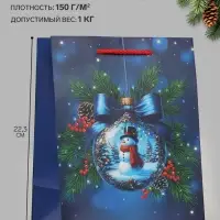 Пакет подарочный &laquo;Снеговик&raquo;, 18&times;10&times;22.3 см