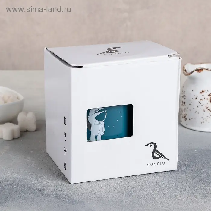 Кружка керамическая с крышкой и ложкой «Космонавт», 350 мл, рисунок МИКС Кружка керамическая с крышкой и ложкой «Космонавт», 350 мл, рисунок МИКС