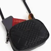 Сумка женская кросс-боди на молнии, 19&times;7&times;15 см, в клетку, чёрная