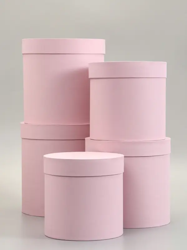 Набор круглых коробок 5 в 1 &laquo;Краски&raquo;, пыльная роза, 25&times;25&times;25 - 19&times;19&times;19 см