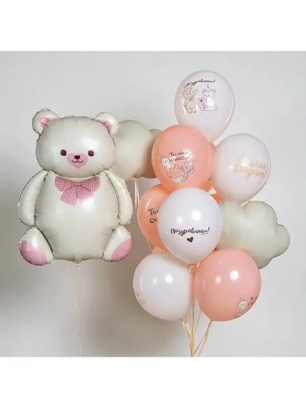 Воздушный шар фольгированный 35" &laquo;Мишка с бантом&raquo;