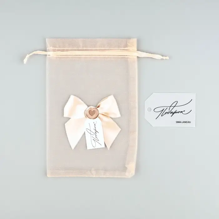 Мешочек подарочный из фатина с термонаклейкой «Бант», 11 х 16 см +/- 1.5 см