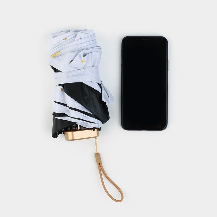 Зонт женский механический, 6 спиц, цвет белый в золотой горошек. Зонт женский механический, 6 спиц, цвет белый в золотой горошек.