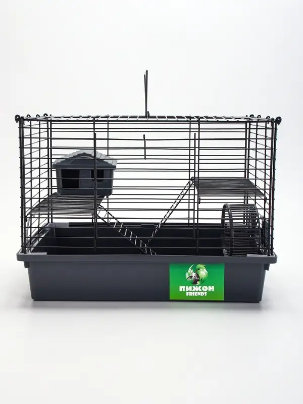 Клетка для грызунов &laquo;Пижон&raquo;, 38&times;27&times;27 см, складная, домик, миска, колесо, серая