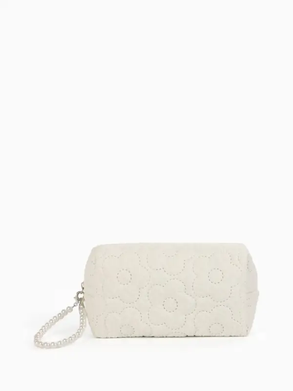 Косметичка дор Цветок 17*6*9, отд на молнии, молочный