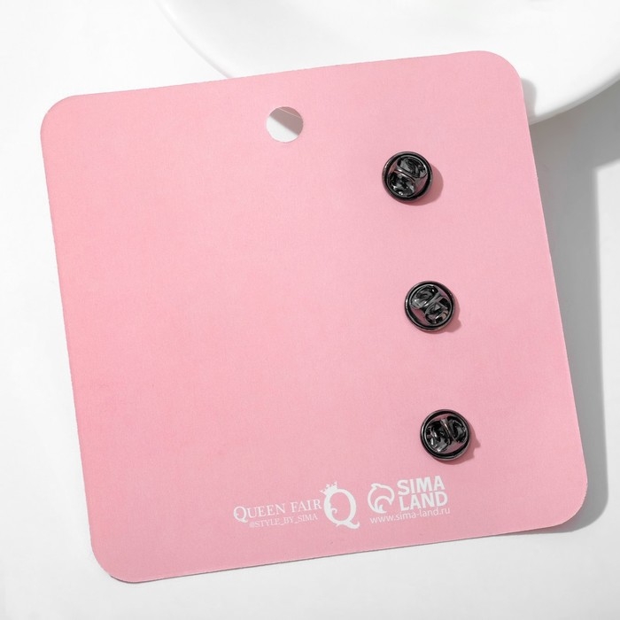 Набор значков (3шт) «Котики» хвостики, цветной в серебре Набор значков (3шт) «Котики» хвостики, цветной в серебре