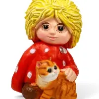 Садовая фигура из полистоуна &laquo;Домовой с котом&raquo;, 39&times;26&times;28 см