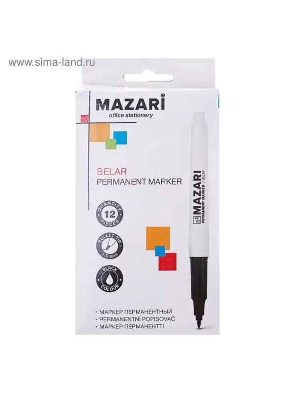 Маркер перманентный Mazari. Belar М-5004, чёрный, узел 1.5 мм