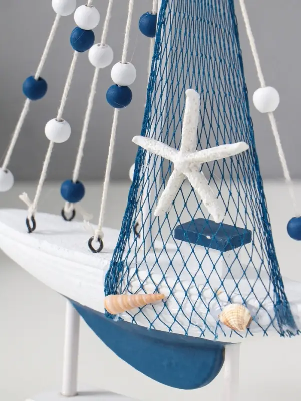 Сувенир дерево "Парусник с морской звездой на парусе" бело-синий 17,5х4х31 см