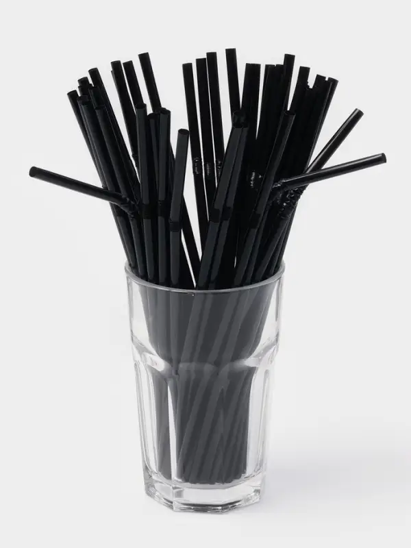 Трубочки для напитков 5*210 мм, черные с гофрой, 50шт / уп Трубочки для напитков 5*210 мм, черные с гофрой, 50шт / уп