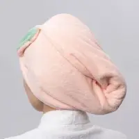 Чалма для сушки волос Доляна &laquo;Ушки&raquo;, микрофибра, с пуговкой, розовая