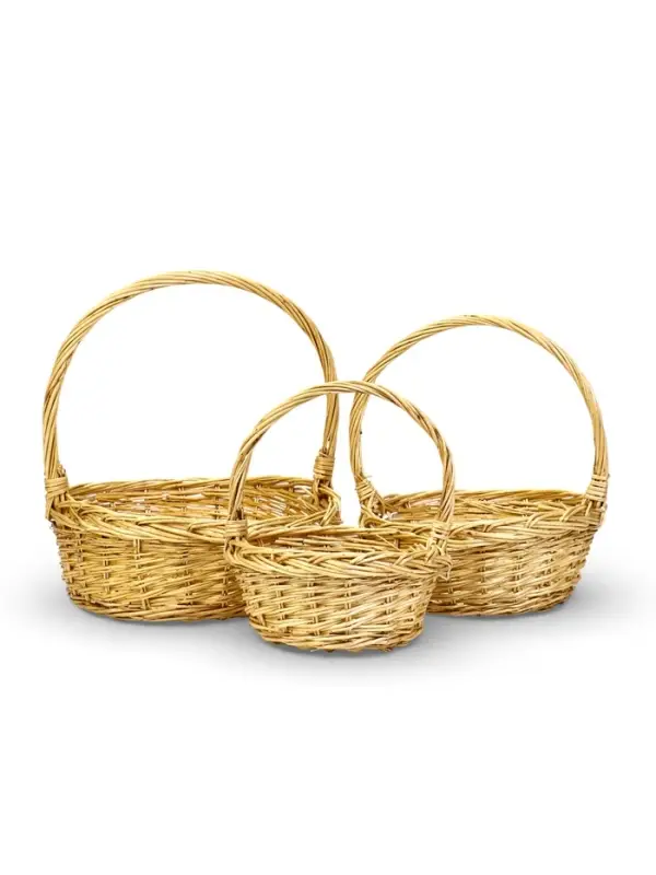 Набор корзин 3 шт ИВА 33x33x13 28x28x11 22x22x11 см ПЛЕТ ручка h=20/18/16 см