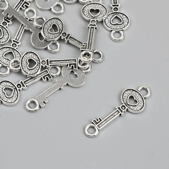 Фурнитура для бижутерии и украшений, коннектор металл 2 ушка &laquo;Ключик с сердечком&raquo;, 3.5&times;1.2 см