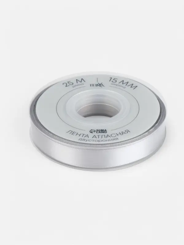 Лента атласная TEIRA, двухсторонняя, 15 мм, 25&plusmn;1 м, цвет серебряный №837