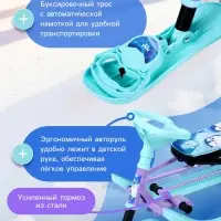 Снегокат &laquo;Twiny 2+&raquo; с пингвинятами, со спинкой, с родительской ручкой, голубой, фиолетовый, TW2+/П Nika