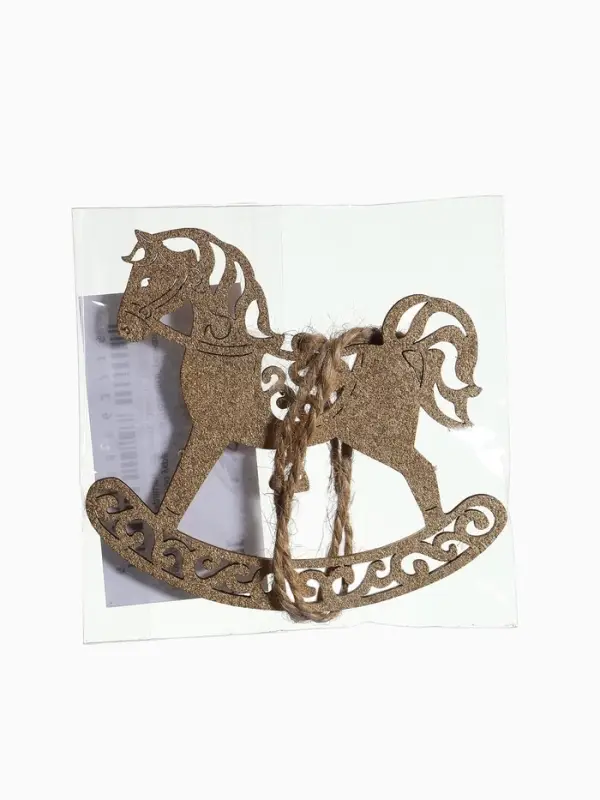 Ёлочное украшение Ёлочное украшение "Лошадка" резная 9х8 см, Золото