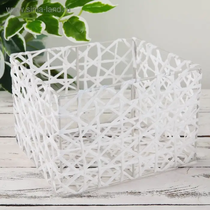 Корзина плетёная Доляна «Паутинка», 21×18×14 см, цвет белый Корзина плетёная Доляна «Паутинка», 21×18×14 см, цвет белый