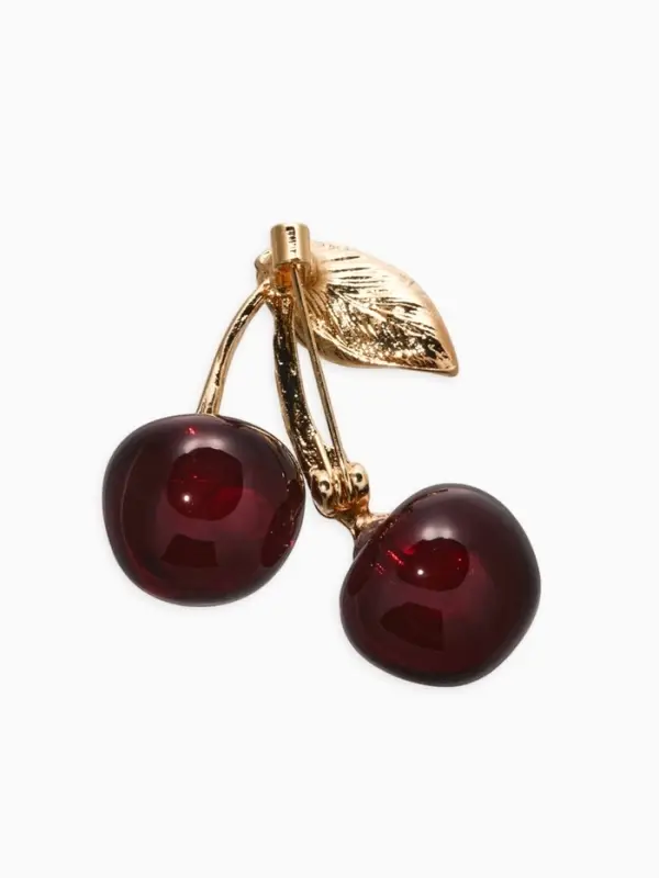 Брошь &laquo;Вишня&raquo;, наливная, бордово-зелёная в золоте