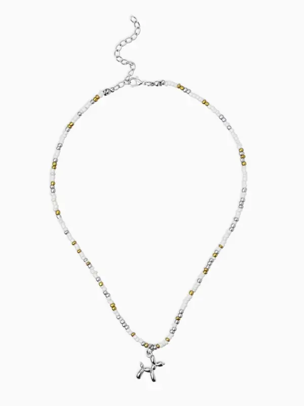 Чокер бисерный с подвеской &laquo;Собачка из воздушных шаров&raquo;, цвет серебро, 41 см