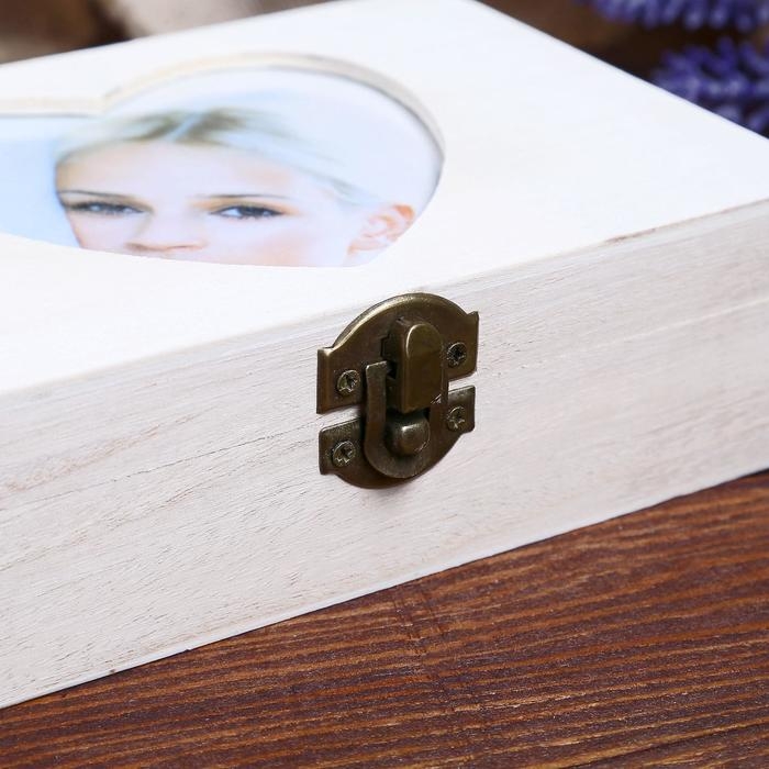 Шкатулка для росписи с фоторамкой  Шкатулка для росписи с фоторамкой "Сердце" МИКС 16,5х11,7х5 см