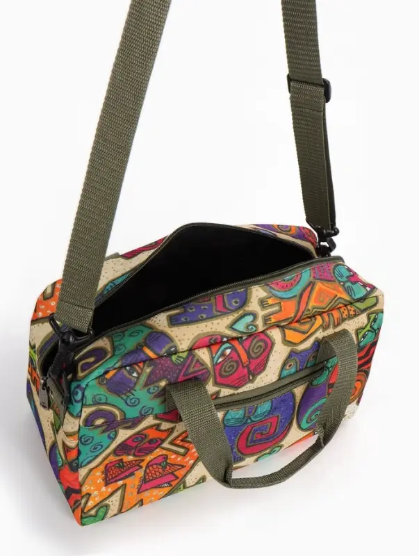 Сумка дорожная на молнии, наружные карманы, длинный ремень, разноцветная