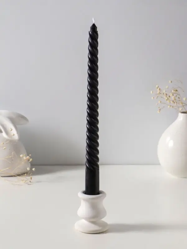 Набор свечей витых 25 см, 3 шт., 57 г, 5 ч, чёрный
