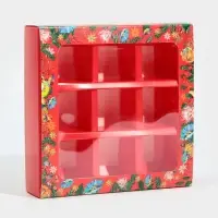 Коробка под 9 конфет с ячейками &laquo;Яркий Новый год&raquo; 14.5&times;14.5&times;3.5 см