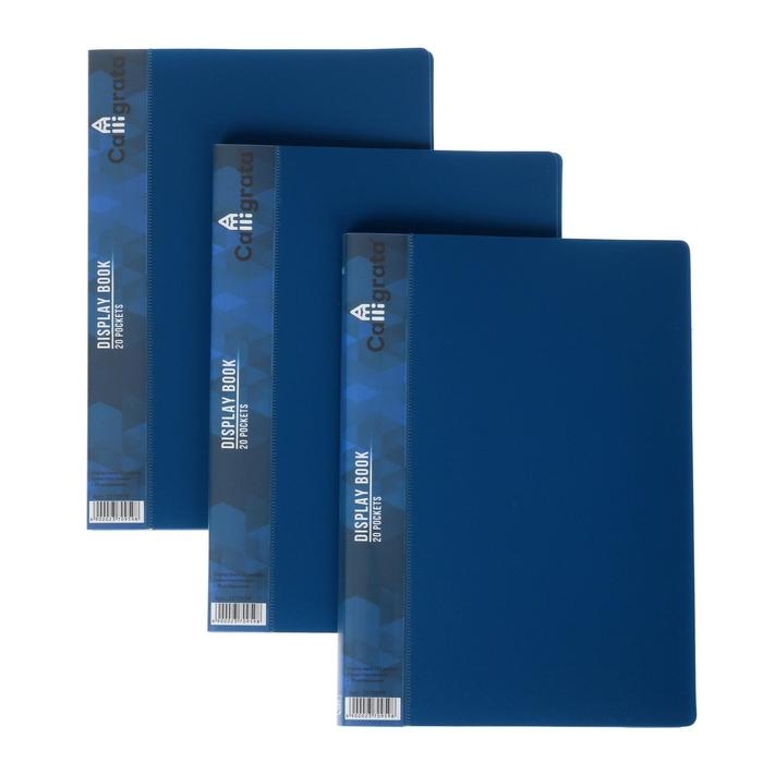 Набор папок А5, 20 вкладышей, Calligrata, карман на корешке, синие, 3 штуки Набор папок А5, 20 вкладышей, Calligrata, карман на корешке, синие, 3 штуки