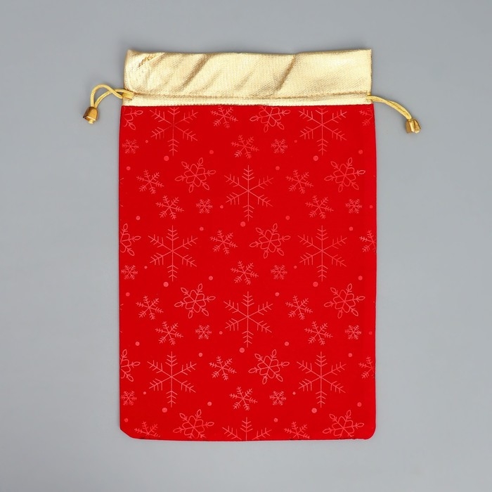 Мешочек подарочный замша «Поздравляю от души», снежинки, тиснение, 20 х 30 см +/- 1.5 см, Новый год