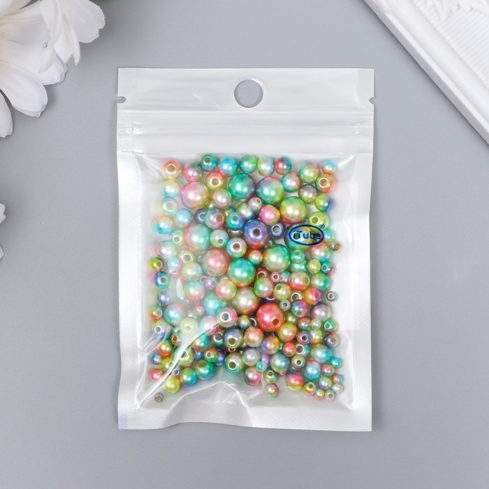 Бусины для творчества пластик Бусины для творчества пластик "Круглые. Градиент. Русалка зелёное ассорти" d=3-8мм, н-р 10гр
