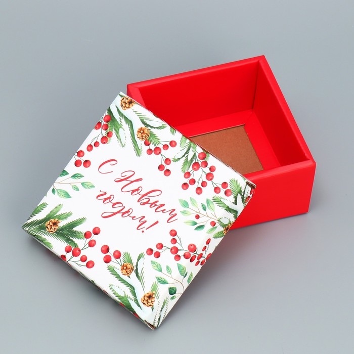Коробка подарочная новогодняя складная «Новогодние веточки », 12 х 12 х 6.5 см, Новый год Коробка подарочная новогодняя складная «Новогодние веточки », 12 х 12 х 6.5 см, Новый год