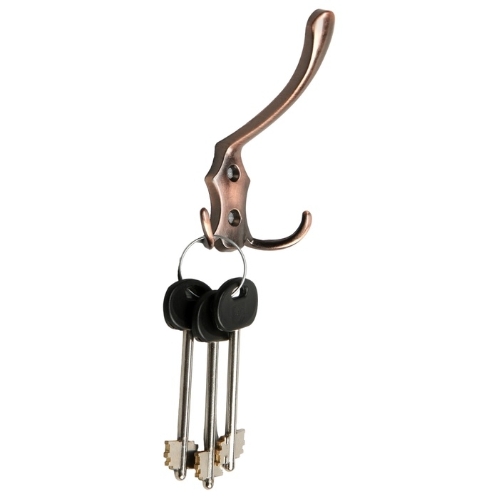 Крючок мебельный ТУНДРА TKT004, трехрожковый, медь Крючок мебельный ТУНДРА TKT004, трехрожковый, медь