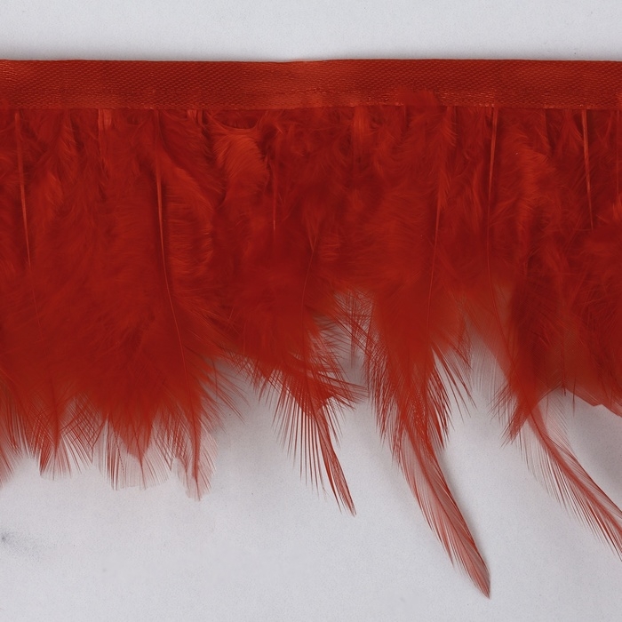 Тесьма с перьями петуха, 10-15 см, 5 ± 0,5 м, цвет красный Тесьма с перьями петуха, 10-15 см, 5 ± 0,5 м, цвет красный