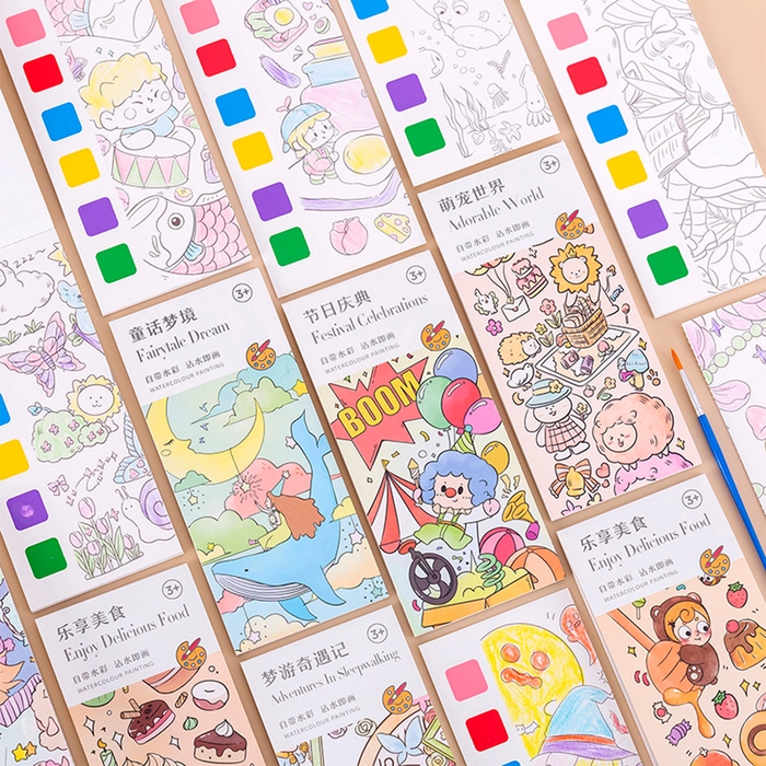 Водная раскраска «Закладки», 10 листов, кисточка, виды МИКС Водная раскраска «Закладки», 10 листов, кисточка, виды МИКС