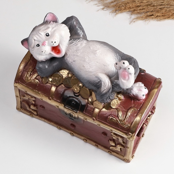 Копилка Копилка "Кот на сундуке" 23х13х22см, цветной