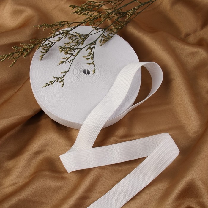 Резинка вязаная, 25 мм, 25 ± 2 м, цвет белый Резинка вязаная, 25 мм, 25 ± 2 м, цвет белый