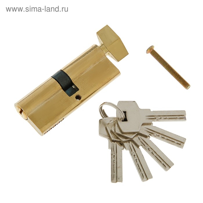 Цилиндровый механизм, 80 мм, с вертушкой, перфор. ключ, 5 ключей, цвет золото Цилиндровый механизм, 80 мм, с вертушкой, перфор. ключ, 5 ключей, цвет золото