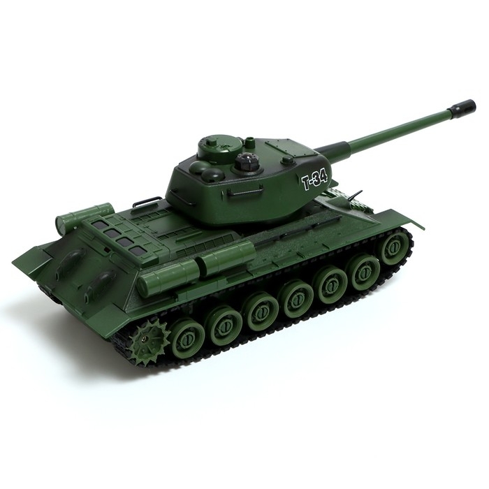 Танк «Т34», радиоуправляемый, в комплекте бункер и бинокль, световые и звуковые эффекты, работает от аккумулятора, цвет зелёный Танк «Т34», радиоуправляемый, в комплекте бункер и бинокль, световые и звуковые эффекты, работает от аккумулятора, цвет зелёный